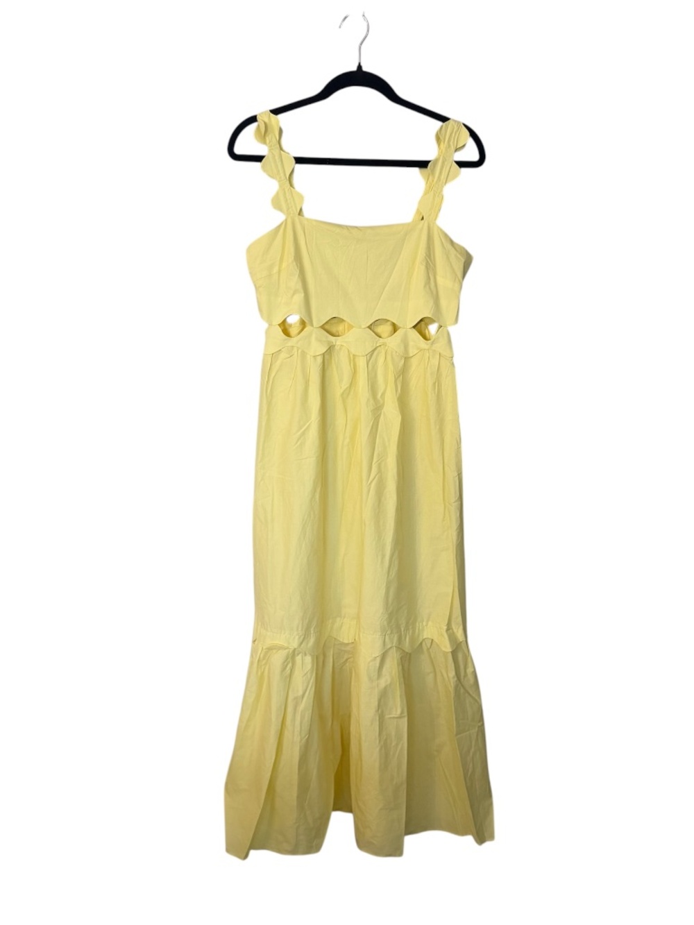 Petal & Pup Women’s Dixie Maxi Dress with Scallop Straps in Yellow Sz L NWT